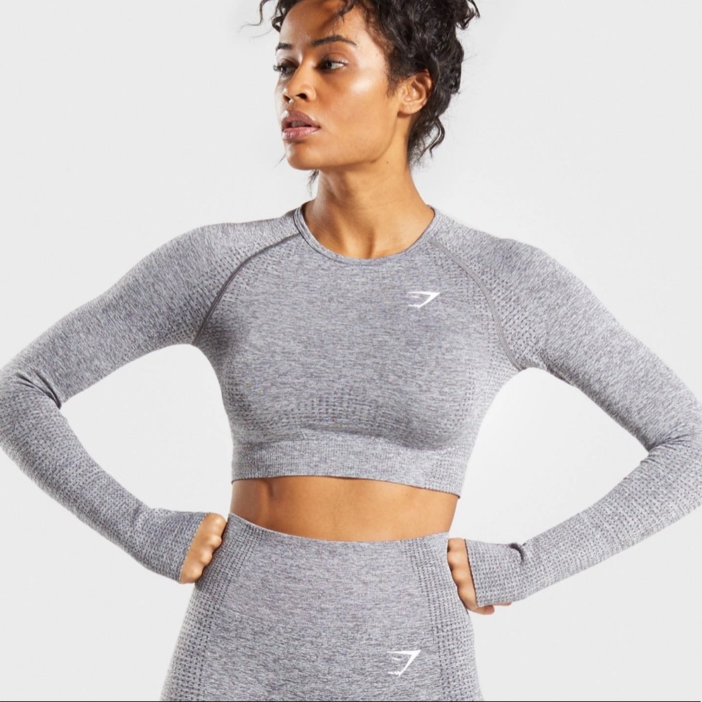 NWOT. Gymshark Vital Seamless Set in Smokey Grey Marl.